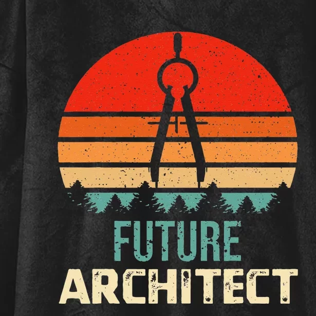 Retro Future Architect Compass Architecture Student Hooded Wearable Blanket