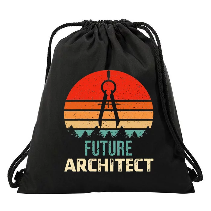 Retro Future Architect Compass Architecture Student Drawstring Bag