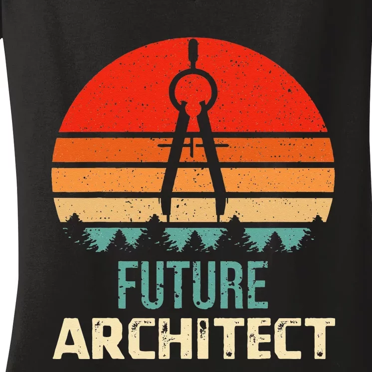 Retro Future Architect Compass Architecture Student Women's V-Neck T-Shirt