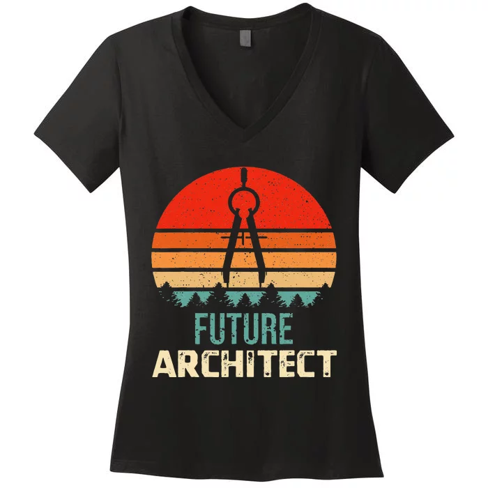 Retro Future Architect Compass Architecture Student Women's V-Neck T-Shirt