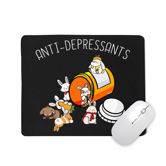 Rabbit Funny Antidepressants Gift Idea Bunny Mousepad