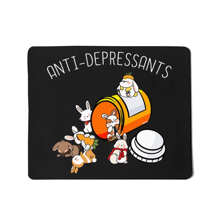 Rabbit Funny Antidepressants Gift Idea Bunny Mousepad