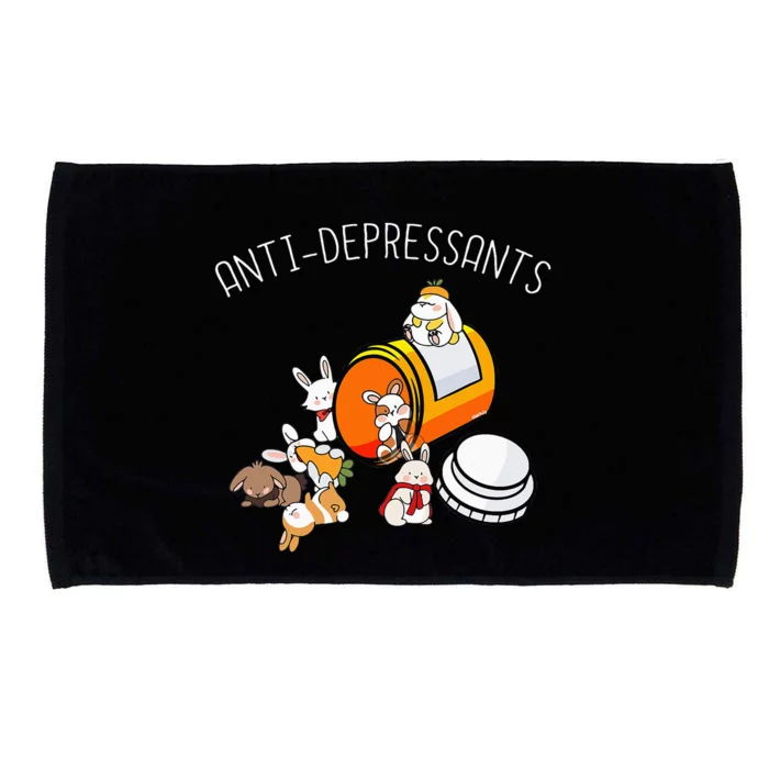 Rabbit Funny Antidepressants Gift Idea Bunny Microfiber Hand Towel