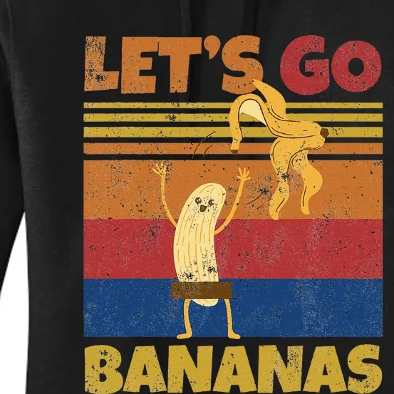 Retro Funny Banana Meme Let Us Go Banana Strip Bananas Women's Pullover Hoodie