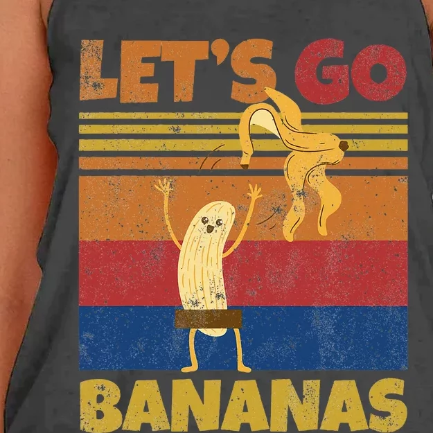 Retro Funny Banana Meme Let Us Go Banana Strip Bananas Women's Knotted Racerback Tank