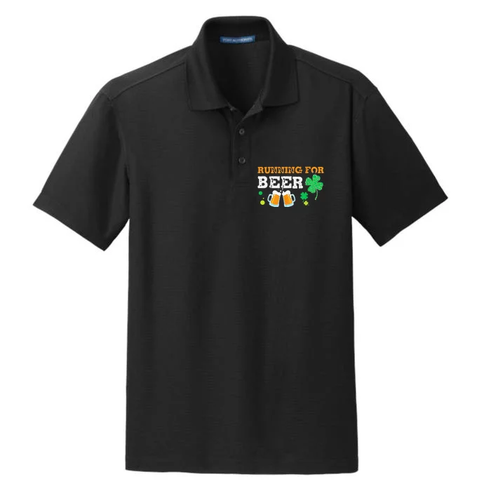 Running For Beer Funny St Patrick's Day Irish Dry Zone Grid Performance Polo