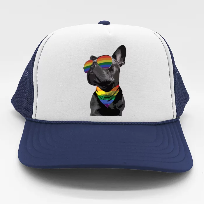 Rainbow French Bulldog Lovers Frenchie LGBTQ Pride Month Trucker Hat