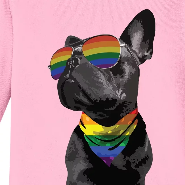 Rainbow French Bulldog Lovers Frenchie LGBTQ Pride Month Baby Long Sleeve Bodysuit