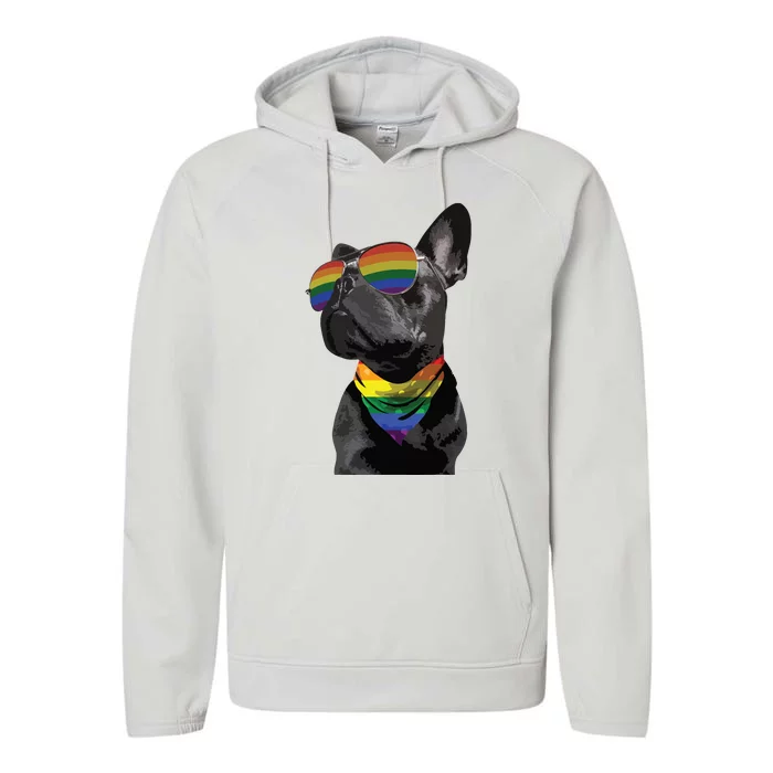 Rainbow French Bulldog Lovers Frenchie LGBTQ Pride Month Performance Fleece Hoodie