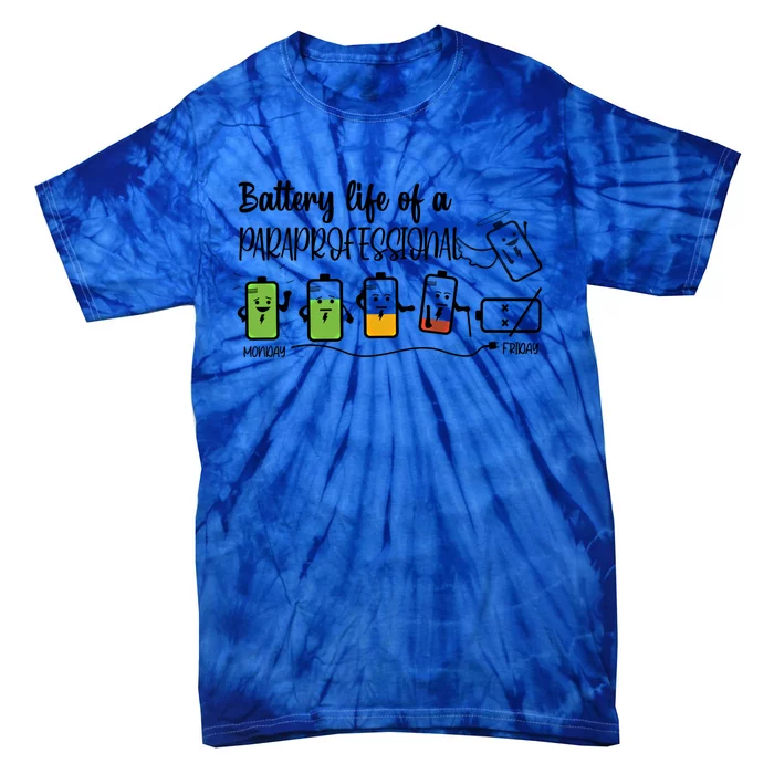 Roeo Funny Battery Life Of A Paraprofessional Teacher Life Great Gift Tie-Dye T-Shirt