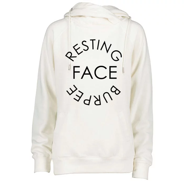 Resting Face Burpee Gift Womens Funnel Neck Pullover Hood