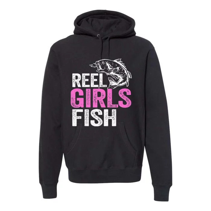 Reel Fish Bass Fishing Funny Fisherwoman Mom Fishing Gift Premium Hoodie