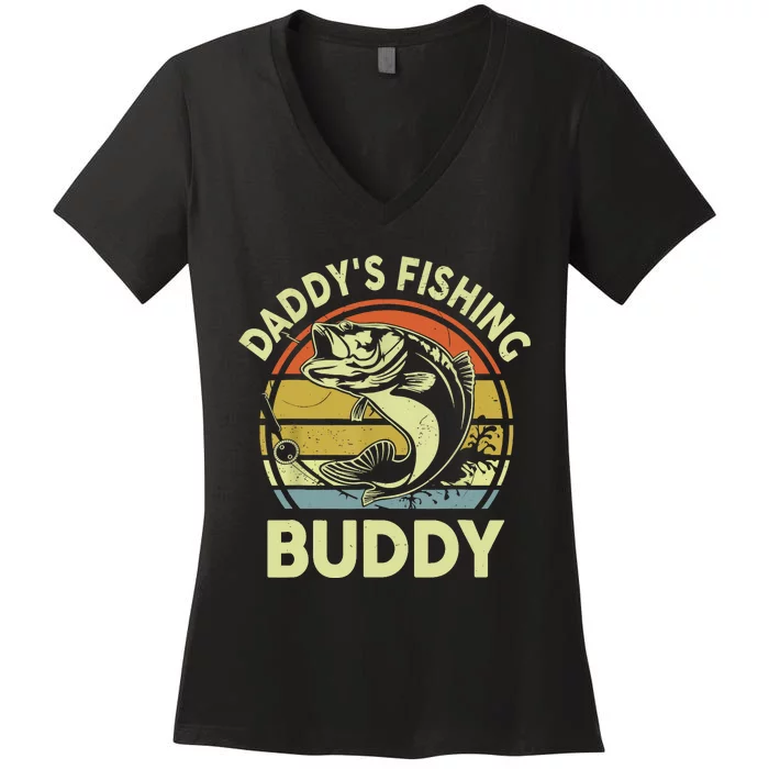 Retrodaddys Fishing Buddy Funny Bass Fishing Gift Women's V-Neck T-Shirt