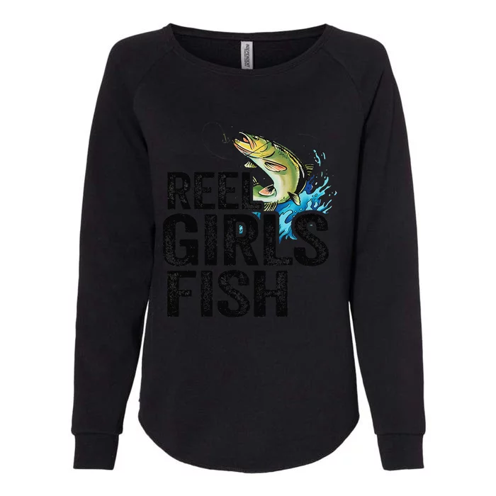 Reel Fish Bass Fishing Funny Fisherwoman Mom Fishing Womens California Wash Sweatshirt