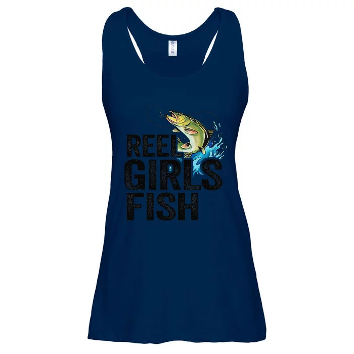 Reel Fish Bass Fishing Funny Fisherwoman Mom Fishing Ladies Essential Flowy Tank