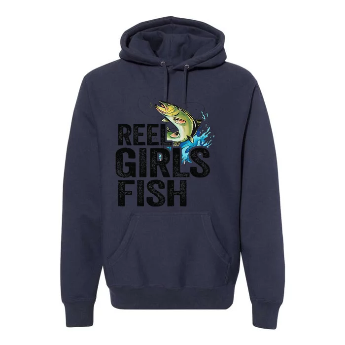 Reel Fish Bass Fishing Funny Fisherwoman Mom Fishing Premium Hoodie