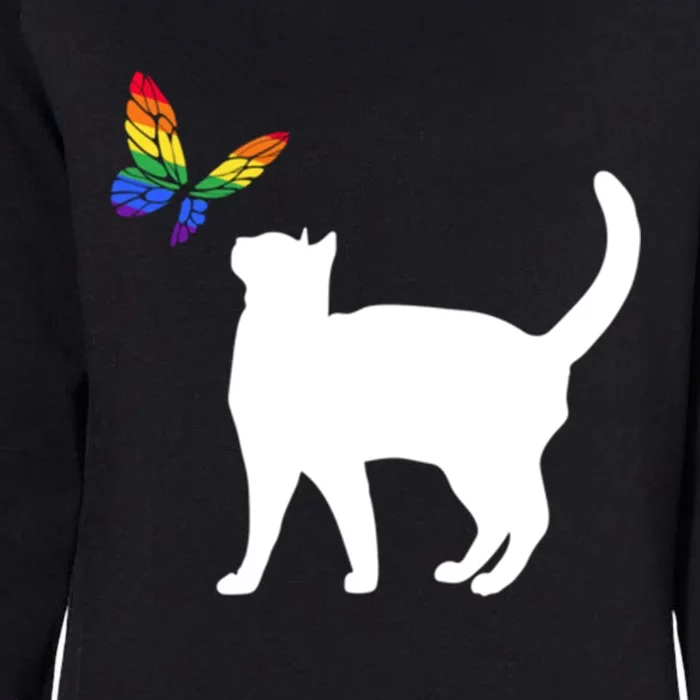 Rainbow Flag Butterfly Cat Pride Month Lgbtq Pet Lover Gift Womens California Wash Sweatshirt