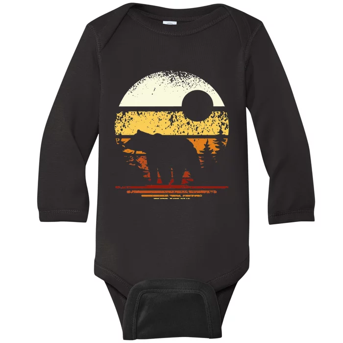 Retro Forest Bear Baby Long Sleeve Bodysuit