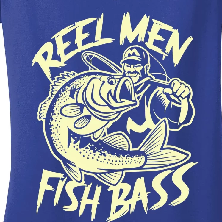 Reel Fish Bass Fishing Gift Women's V-Neck T-Shirt