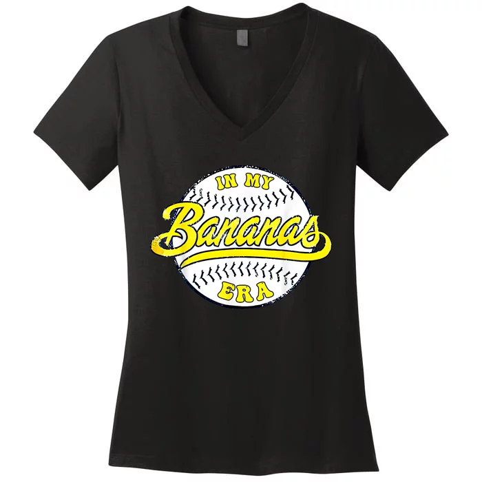 Retro Funny Bananas In My Banana Era Gift Women's V-Neck T-Shirt