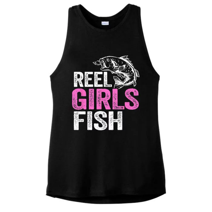 Reel Fish Bass Fishing Funny Fisherwoman Mom Fishing Ladies Tri-Blend Wicking Tank