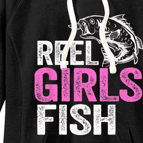 Reel Fish Bass Fishing Funny Fisherwoman Mom Fishing Women's Fleece Hoodie