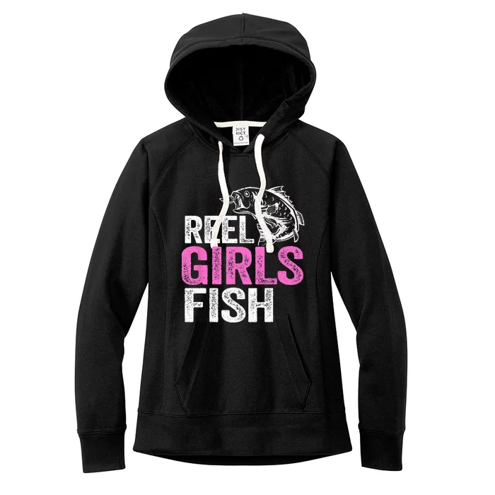 Reel Fish Bass Fishing Funny Fisherwoman Mom Fishing Women's Fleece Hoodie