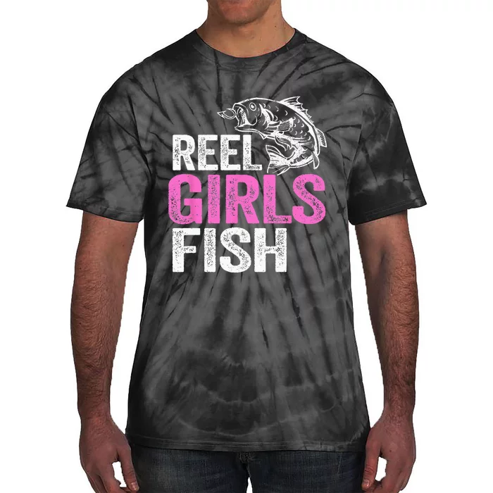 Reel Fish Bass Fishing Funny Fisherwoman Mom Fishing Tie-Dye T-Shirt