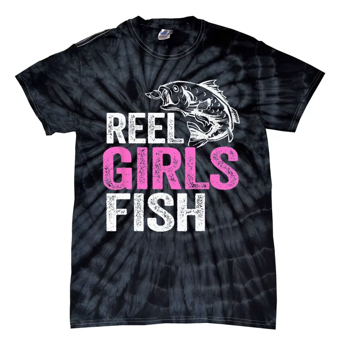 Reel Fish Bass Fishing Funny Fisherwoman Mom Fishing Tie-Dye T-Shirt