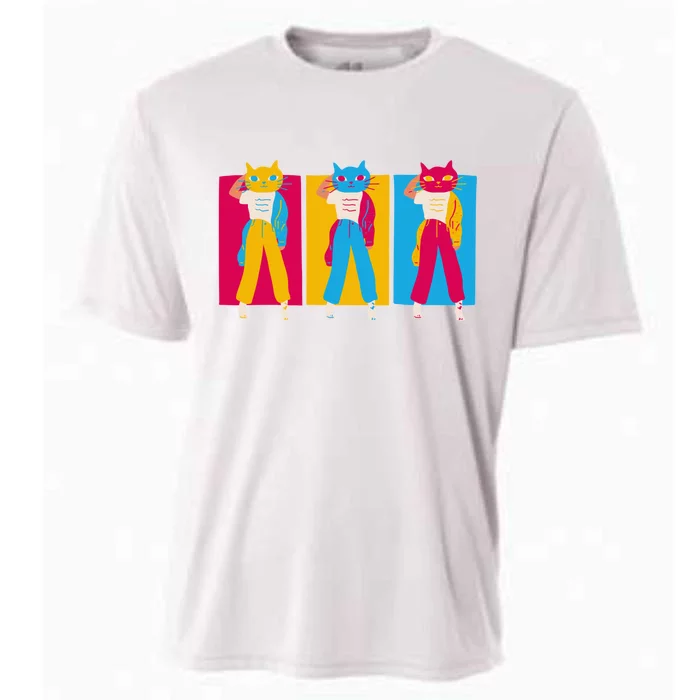 Retro Female Cat Cooling Performance Crew T-Shirt