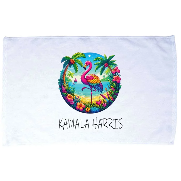 Retro Flamingo Chucks And Pearls Comma La Kamala Harris 2024 Microfiber Hand Towel