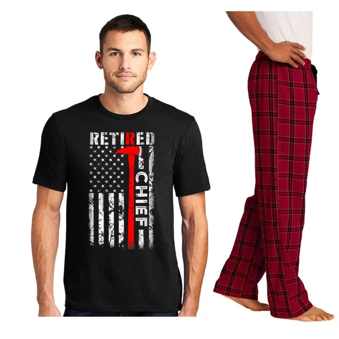 Retired Fire Chief Firefighter Rank Retirement Us Flag Gifts Pajama Set