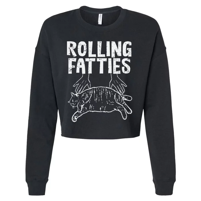 Rolling Fatties Cat Funny Fat Kitten Cropped Pullover Crew