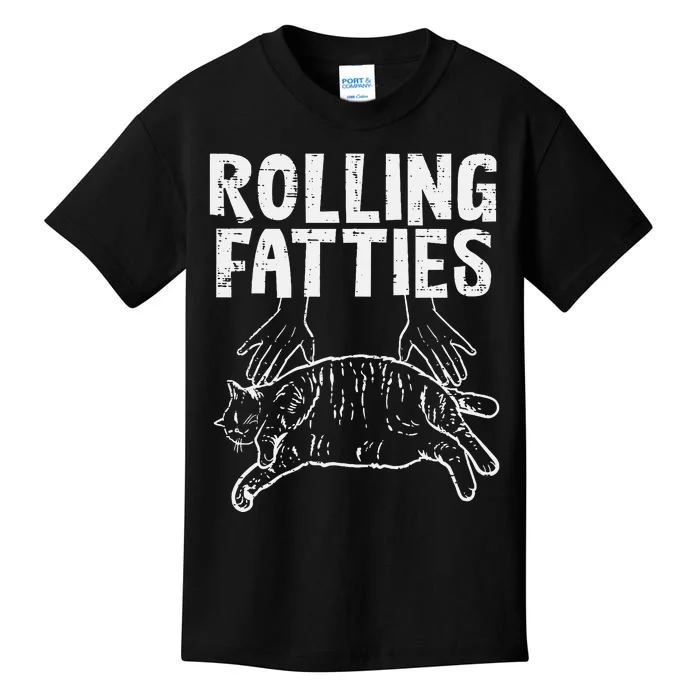 Rolling Fatties Cat Funny Fat Kitten Kids T-Shirt