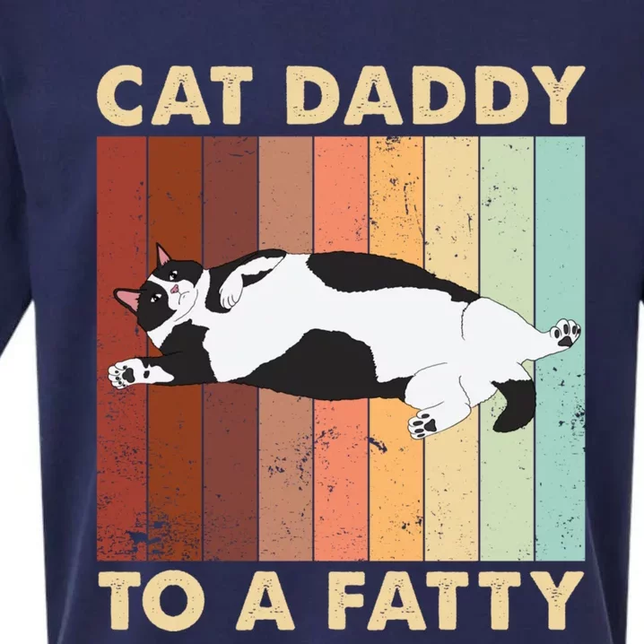 Retro Fat Chonk Dad Funny Cat Daddy To A Fatty Sueded Cloud Jersey T-Shirt