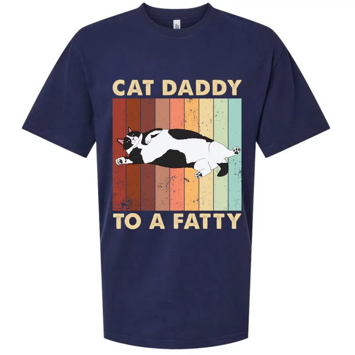 Retro Fat Chonk Dad Funny Cat Daddy To A Fatty Sueded Cloud Jersey T-Shirt