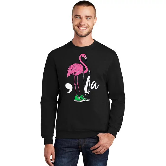 Retro Flamingo Chucks And Pearls Comma La Kamala Harris 2024 Sweatshirt