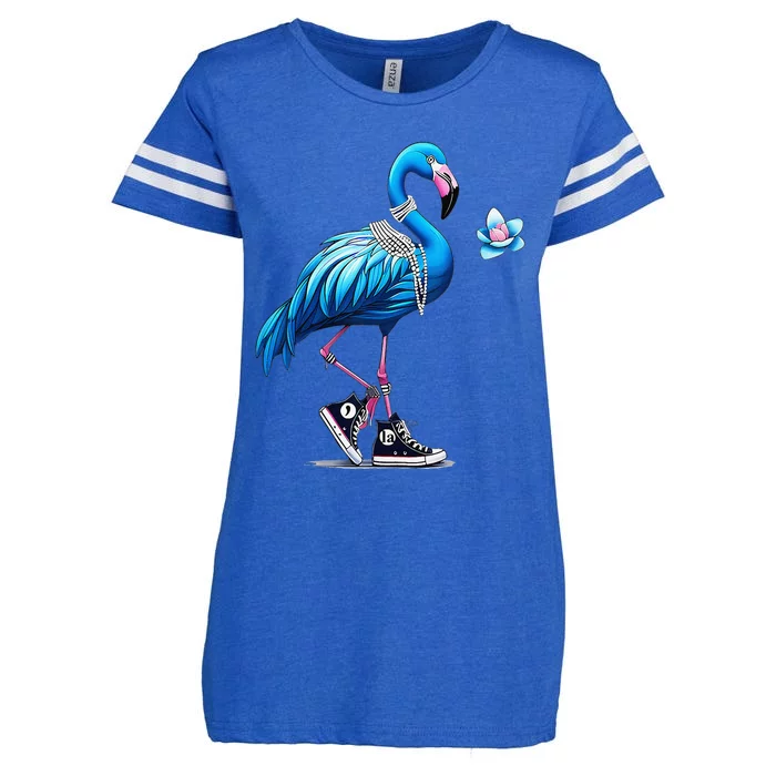 Retro Flamingo Chucks And Pearls Comma La Kamala Harris 2024 Enza Ladies Jersey Football T-Shirt