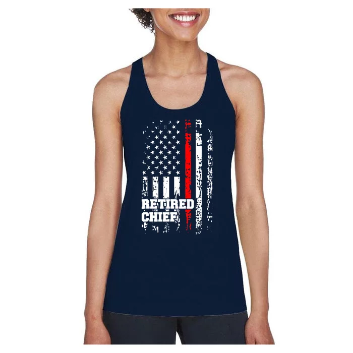 Retired Fire Chief Firefighter Rank Retirement Gift Women's Racerback Tank