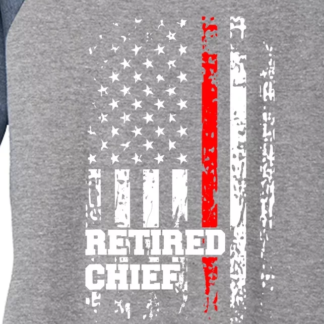 Retired Fire Chief Firefighter Rank Retirement Gift Women's Tri-Blend 3/4-Sleeve Raglan Shirt