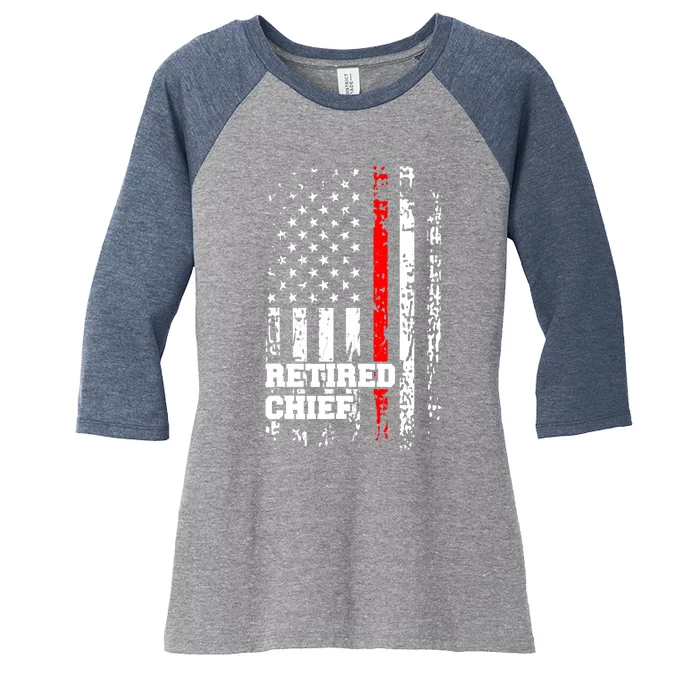 Retired Fire Chief Firefighter Rank Retirement Gift Women's Tri-Blend 3/4-Sleeve Raglan Shirt