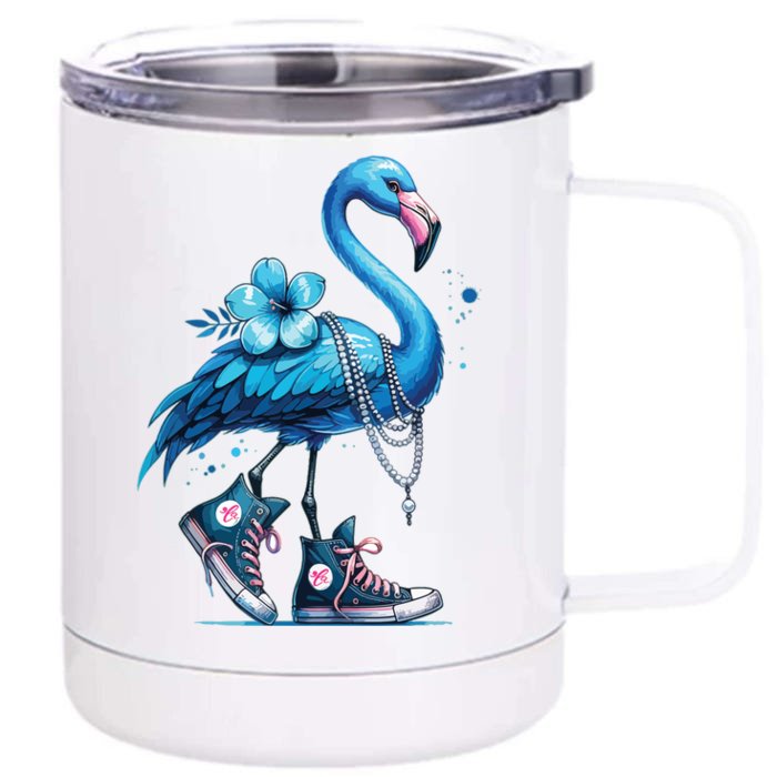 Retro Flamingo Chucks And Pearls Comma La Kamala Harris 2024 Front & Back 12oz Stainless Steel Tumbler Cup