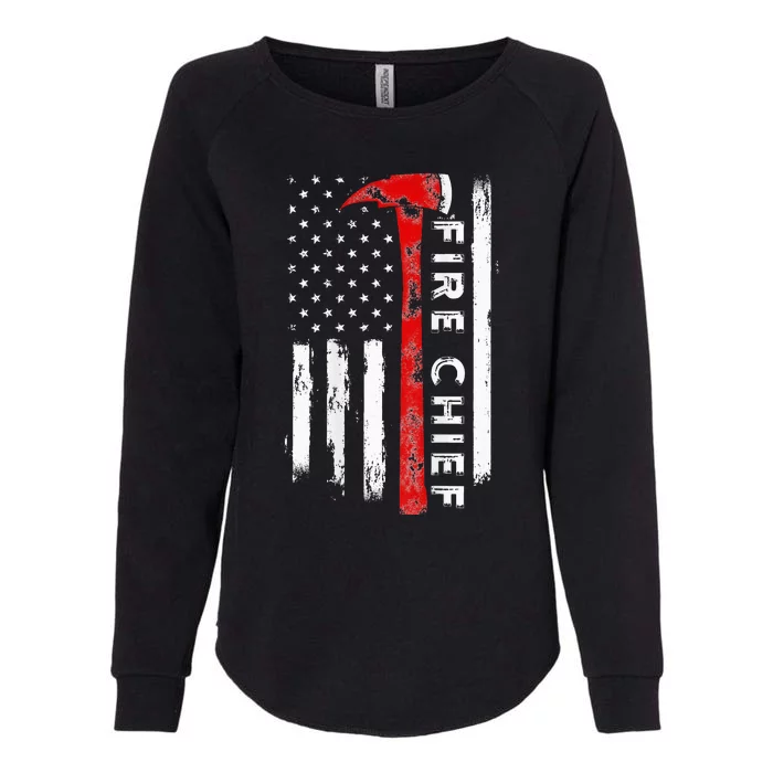 Retired Fire Chief American flag Retirement gifts Fire Chief Womens California Wash Sweatshirt