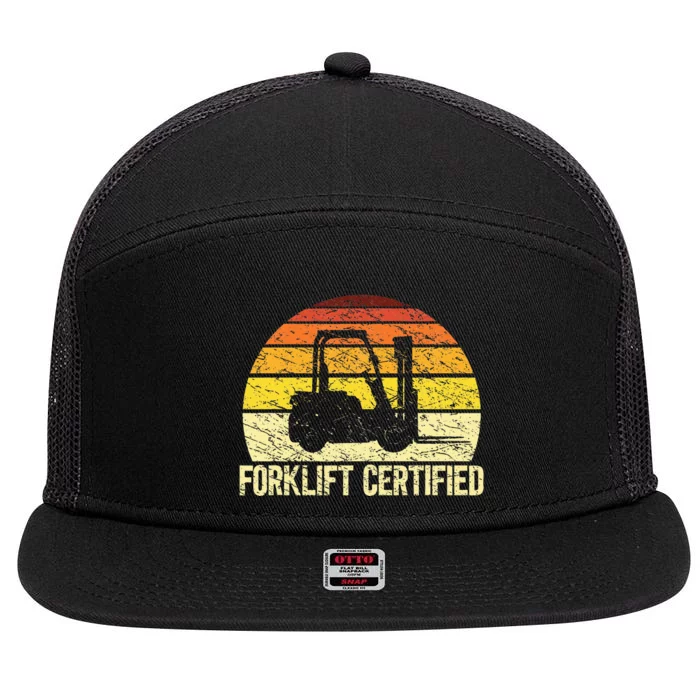 Retro Forklift Certified Forklift Operator Lift Truck Driver 7 Panel Mesh Trucker Snapback Hat