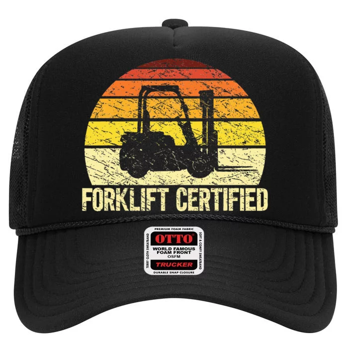 Retro Forklift Certified Forklift Operator Lift Truck Driver High Crown Mesh Trucker Hat