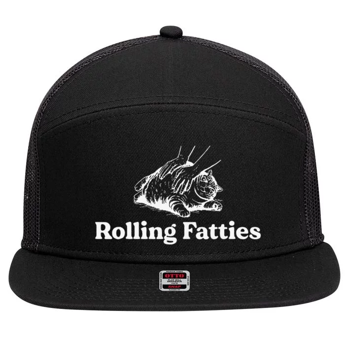 Rolling Fatties Cat Lover Funny Cat Kitten Gift 7 Panel Mesh Trucker Snapback Hat