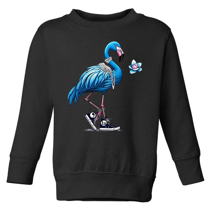 Retro Flamingo Chucks And Pearls Comma La Kamala Harris 2024 Toddler Sweatshirt