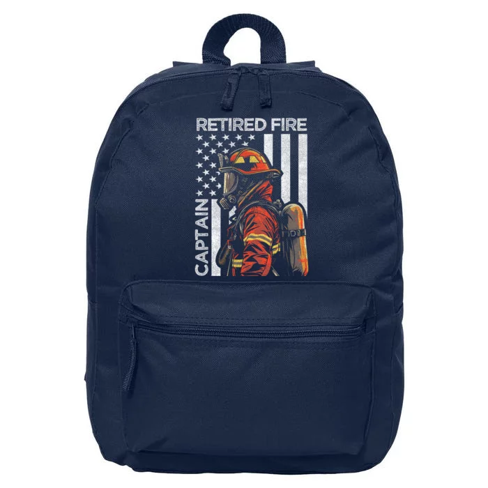 Retired Fire Captain Firefighter Retirement American Flag 16 in Basic Backpack