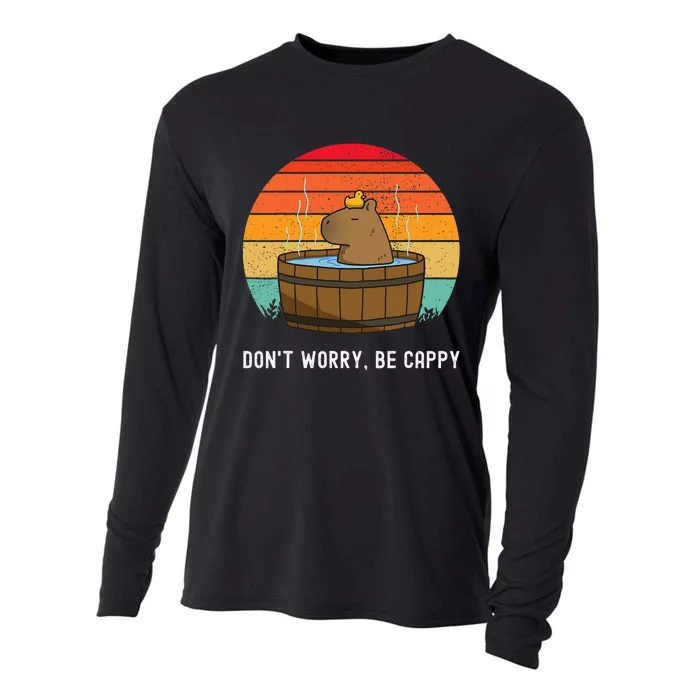 Retro Funny Capybara DonT Worry Be Capy Cooling Performance Long Sleeve Crew