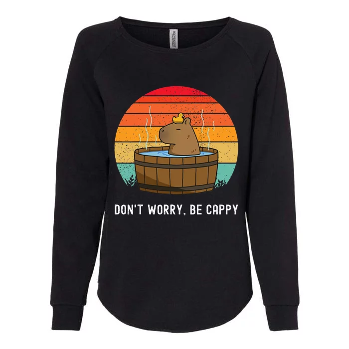 Retro Funny Capybara DonT Worry Be Capy Womens California Wash Sweatshirt